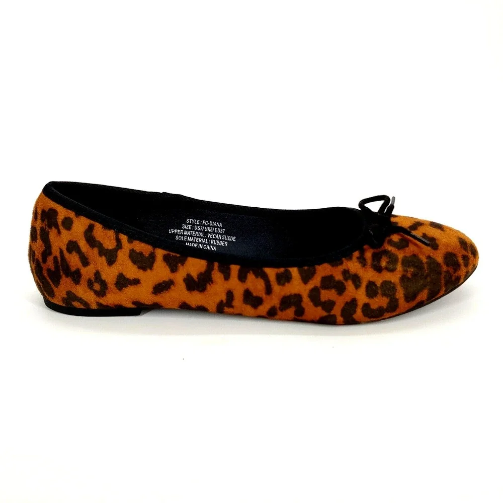 French Connection‎ Shoes Womens Diana Leopard 7 Ballet Flats Vegan Suede New
